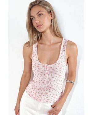 Busem Bloemenknopen Spaghetti Top - Roze
