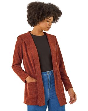 Roman Longline Hooded Cardigan - Red
