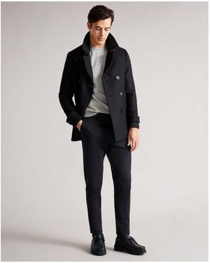 Ted Baker Grilldd Wool Peacoat - Black