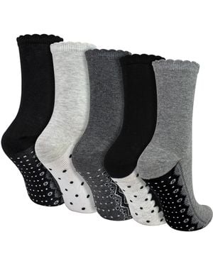 Sock Snob 5 Pairs Ladies Lace Effect Footbed Socks - Black