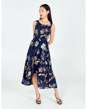 Blue Vanilla Large Floral Print Maxi Dress - Blue