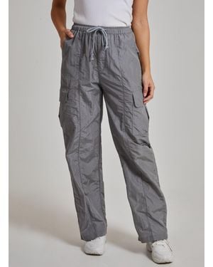 Pink Vanilla Parachute Cargo Trousers - Grey