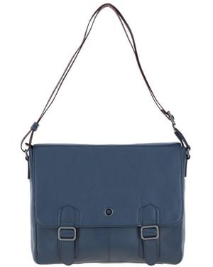 Brampton London 'Emissary' Real Leather Messenger Bag - Blue