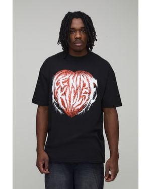 BoohooMAN Tall Oversized Ice Nine Kills Heart License Printed T-Shirt - Black