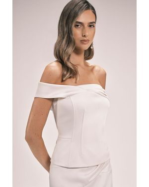 Karen Millen Tailored Satin Bodice Top - White