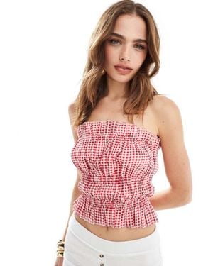 ASOS Shirred Bandeau With Raw Edge - Pink