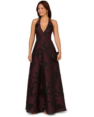 Adrianna Papell Aidan Organza Jacquard Long Dress - Purple