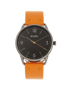 Simplify Vereenvoudig Het 6300 Horloge Met Leren Band - Grijs