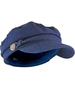 Sock Snob Ladies Cotton Peaked Denim Or Corduroy Baker Boy Hat Fiddler Cap - Blue
