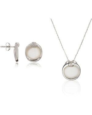 Orphelia 925 Sterling Set: Chain-Pendant + Earrings - Metallic