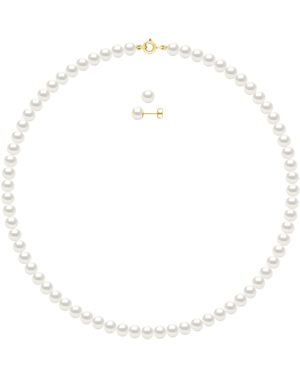 Ateliers Saint Germain Set Being Composed Of Necklace Of Real Cultured Freshwater Pearls Semi Round 6-7 Mm - White