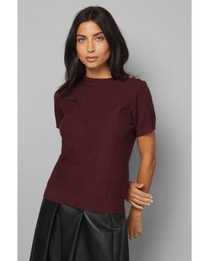 Wallis Short Sleeve Stitch Detail Knitted Top Viscose - Purple