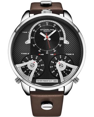 Stuhrling Terratime Triple-Time 4051 Quartz 50Mm - Metallic