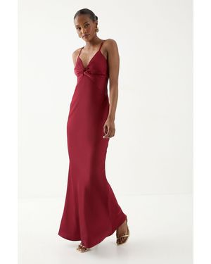 MissPap Knot Detail Strappy Bridesmaid Dress - Red