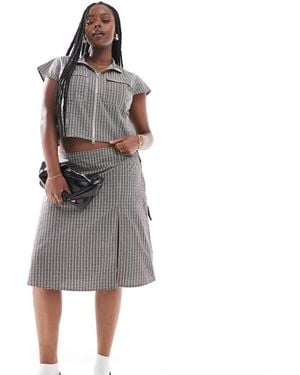 Collusion Plus Wrap Midi Skirt Co Ord - Grey