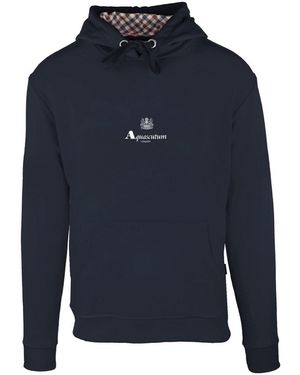 Aquascutum Hooded Neck Long Sleeve Sweatshirt - Blue