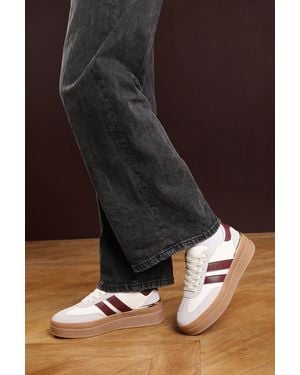 Where's That From 'Yulia' Platform Lace Up Trainers With Side Stripes - Brown