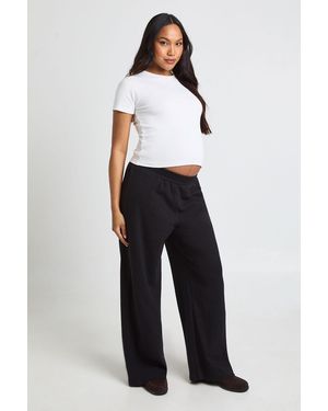 Boohoo Maternity Basic Rib Straight Leg Trouser - White