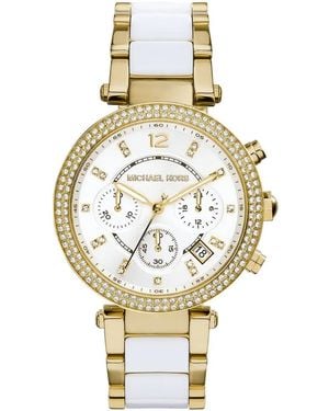 Michael Kors Parker Mk6119 Ladies Two-Tone Chronograph Watch - Metallic