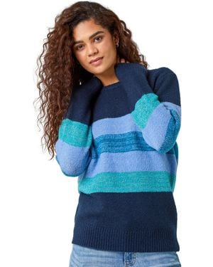 Roman Shimmer Stripe Stretch Jumper - Blue