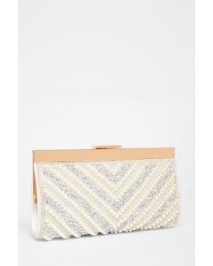 Quiz Bridal Embellished Clutch Bag - Grey