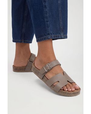 Boohoo Cut Out Double Strap Sandals - Blue