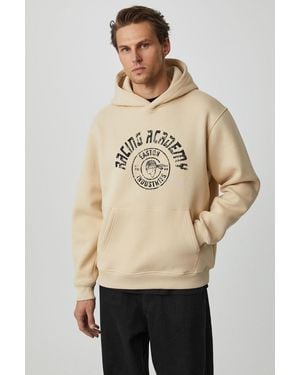 Grimelange Oversized Hooded Printed Sweatshirt - Natural