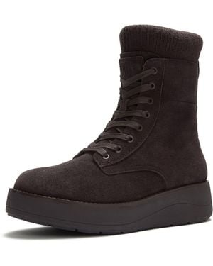 Fitflop Gen-Ff Roam Knit Suede Chocolate Boots - Black