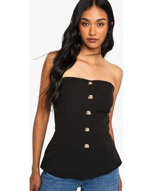 Boohoo Trim Bandeau Fitted Waistcoat - Black