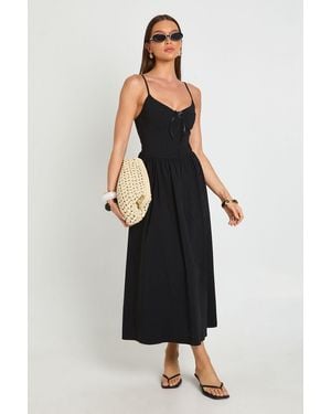 Boohoo Bengaline Bust Cup Detail Cami Strap Midaxi Dress - Black