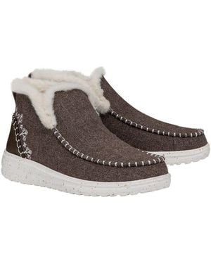 HEYDUDE Denny Wool Faux Shearling Walnut Boots - Brown