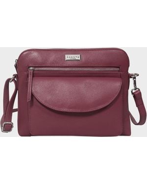 Assots London 'jean' Carmine Pink Real Soft Pebble Grain Leather Crossbody Bag - Purple