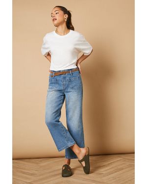 Oasis Emmeline Faux Suede T Bar Mary Jane Closed Toe Footbed Mules - Blue