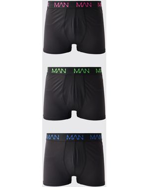 BoohooMAN Active Performance 3 Pack Boxer Neon Logo - Black