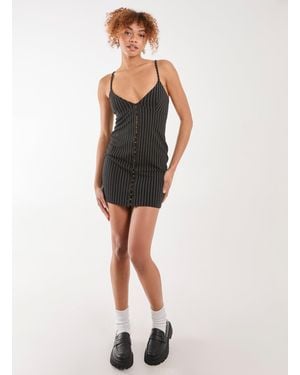 Pink Vanilla Pinstripe Eyelet Detail Mini Dress - White