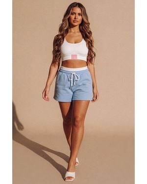 Femme Luxe Drawstring With Pocket Detail Short Set - Blue
