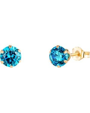 The Jewellery Stockroom 9Ct Solid 5Mm Aquamarine Cubic Zirconia Stud Earrings - Blue