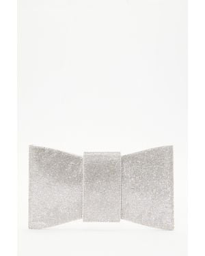 Quiz Diamante Bow Bag - White