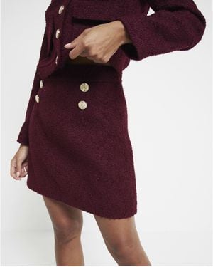 River Island Mini Skirt Petite Boucle Button Material_Polyester - Red