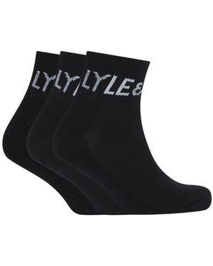 Lyle & Scott Sammy 3 Pack Crew Socks Cotton - Black
