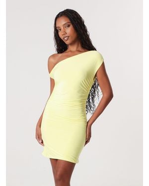 Pink Vanilla Twist Shoulder Mini Dress - Yellow