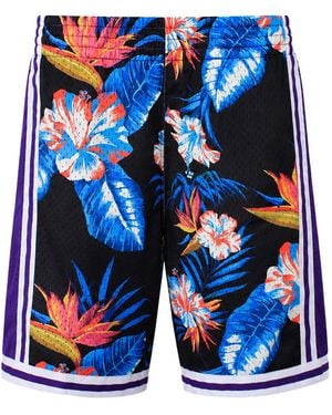 Mitchell & Ness Nba Los Angeles Lakers Floral Swingman Shorts - Blue