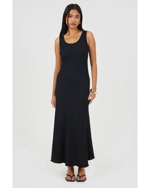 Brave Soul Textured Jersey Lace Strappy Fit And Flare Maxi Dress - Blue