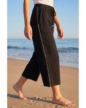 Roman Petite Cropped Side Trim Trouser - Blue