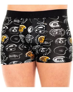 John Frank Breathable Woven Elastic Cotton Boxer Jfbp150-Never Stop - Black
