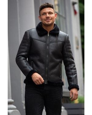 Brave Soul 'Blackout' Faux Leather Aviator Jacket - Grey