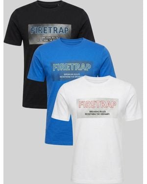 Firetrap Multi 3 Pack Regular Fit Cotton Crew T-Shirts - Blue