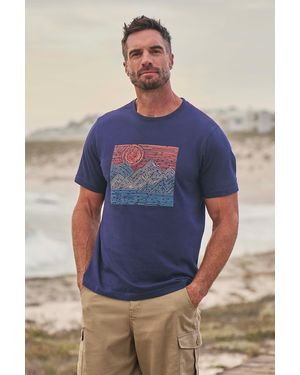 Mountain Warehouse 'Tidal Wave' Graphic T-Shirt Cotton Breathable Everyday Tee - Blue