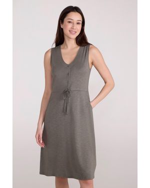 Mountain Warehouse 'Bahamas' Sleeveless Dress Lightweight Quick Dry Outfit With Pockets Cotton - Grey