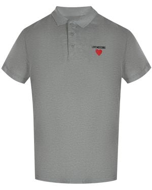 Moschino Love Heart Logo Polo Shirt Cotton - Grey